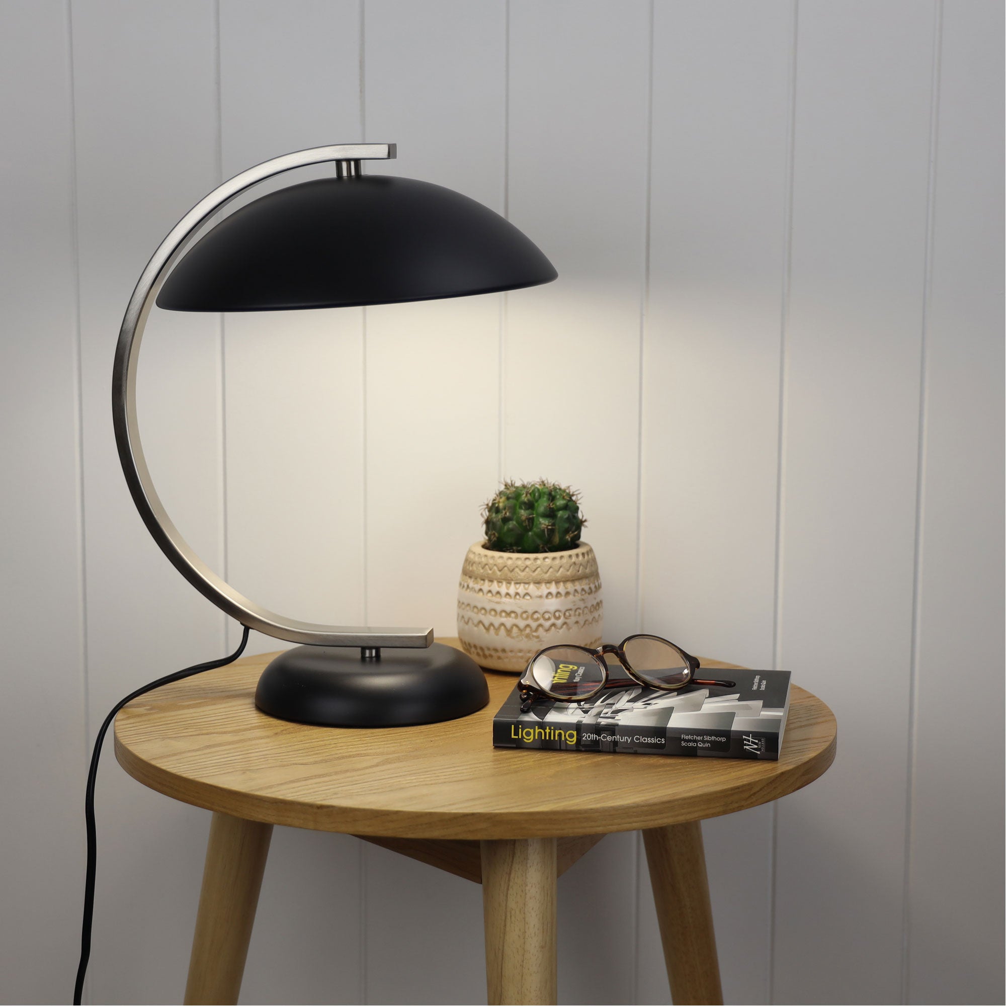 Deco Table Lamp Black and Brushed Chrome